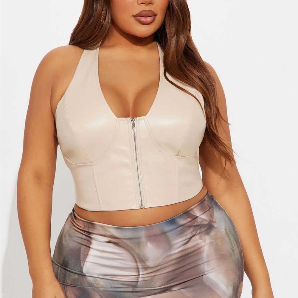 Fashion Nova Tan Halter Going Out Top